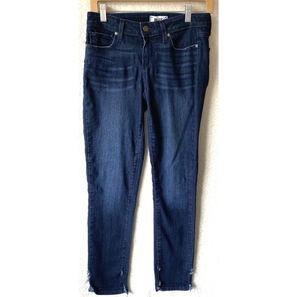 Paige Womens Stretch Jeans Blue Denim Distressed Ankle Skinny Dark‎ Wash Size 26 - Picture 1 of 10